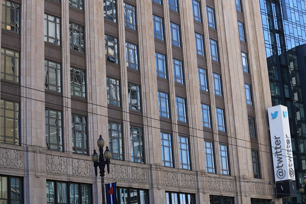 The Twitter headquarters building on Market Street in San Francisco