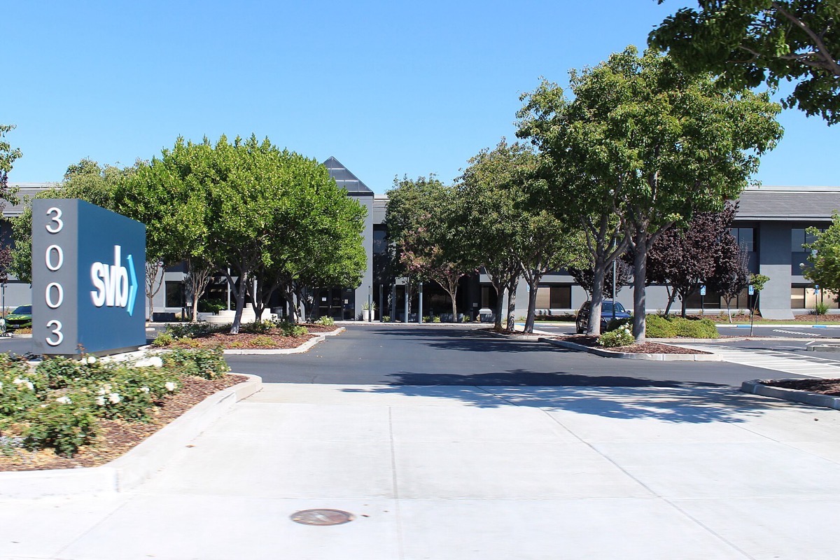 The former Silicon Valley Bank headquarters at 3003 Tasman Drive, Santa Clara, California