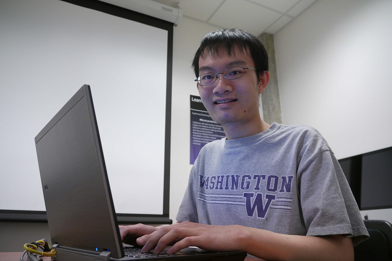 A student using a laptop