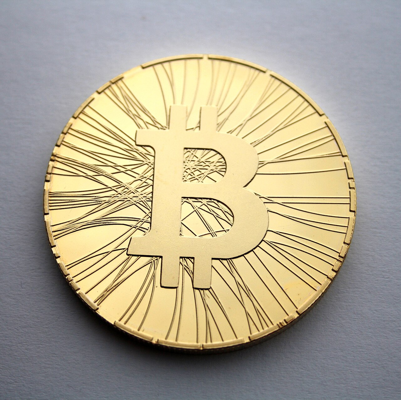A physical bitcoin collectible coin